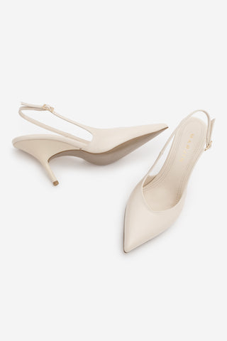 Kadın Stiletto Sivri Burun Klasik Topuklu Ayakkabı Fesro - Ekru