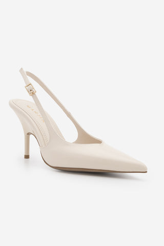 Kadın Stiletto Sivri Burun Klasik Topuklu Ayakkabı Fesro - Ekru