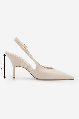 Kadın Stiletto Sivri Burun Klasik Topuklu Ayakkabı Fesro - Ekru