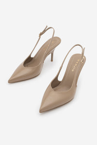 Kadın Stiletto Sivri Burun Klasik Topuklu Ayakkabı Fesro - Vizon