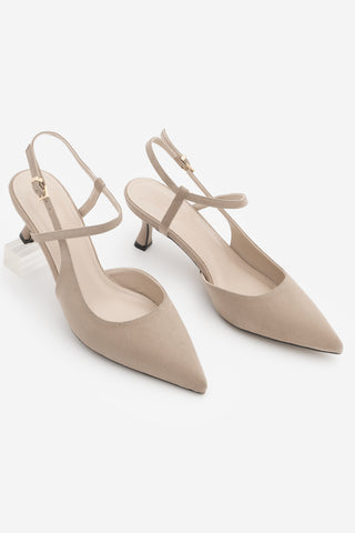 Kadın Stiletto Topuklu Ayakkabı Livam - Bej Süet