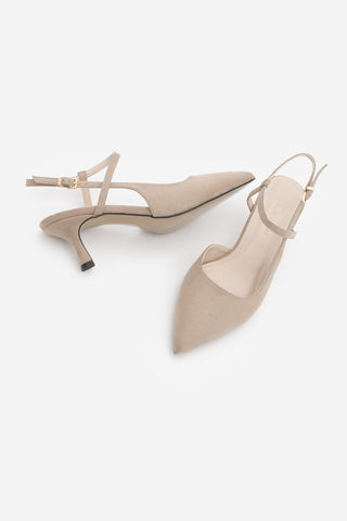 Kadın Stiletto Topuklu Ayakkabı Livam - Bej Süet