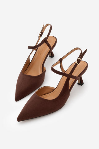 Kadın Stiletto Topuklu Ayakkabı Livam - Kahve Süet