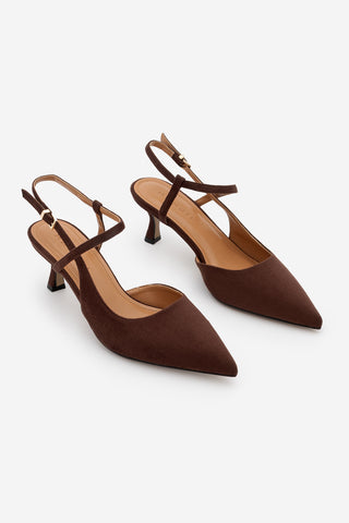 Kadın Stiletto Topuklu Ayakkabı Livam - Kahve Süet