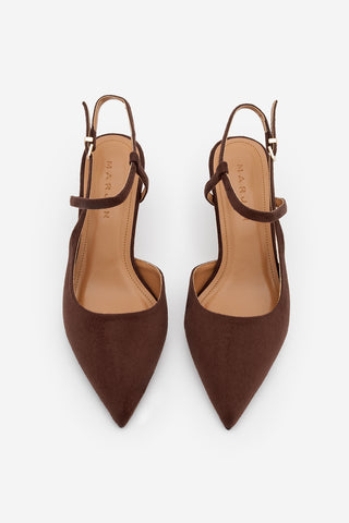 Kadın Stiletto Topuklu Ayakkabı Livam - Kahve Süet