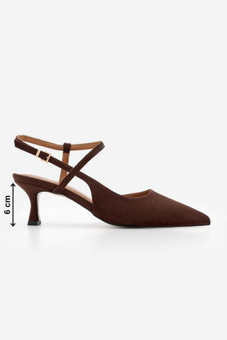 Kadın Stiletto Topuklu Ayakkabı Livam - Kahve Süet