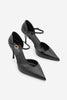 Kadın Stiletto Sivri Burun Topuklu Ayakkabı Peltun - Siyah Yılan