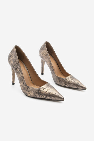 Kadın Stiletto Croco Topuklu Ayakkabı Davin - Bakır Croco