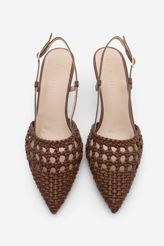 Kadın Stiletto El Örgülü Topuklu Ayakkabı Todela - Taba