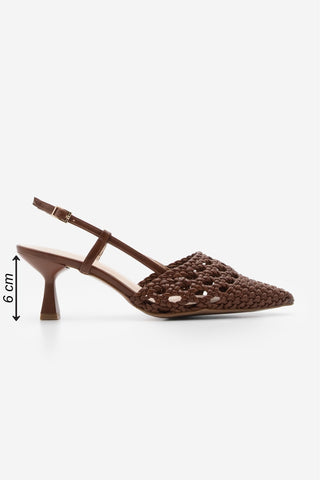 Kadın Stiletto El Örgülü Topuklu Ayakkabı Todela - Taba