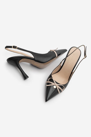 Kadın Stiletto Fiyonklu Topuklu Ayakkabı Ferosa - Siyah