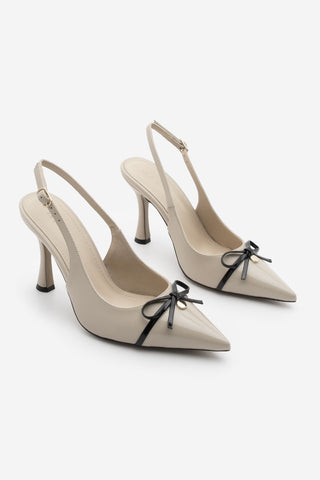 Kadın Stiletto Fiyonklu Topuklu Ayakkabı Ferosa - Bej