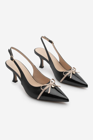 Kadın Stiletto Fiyonklu Topuklu Ayakkabı Norvez - Siyah