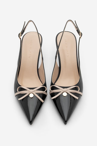 Kadın Stiletto Fiyonklu Topuklu Ayakkabı Norvez - Siyah