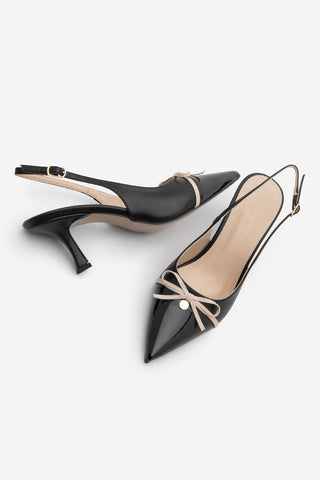 Kadın Stiletto Fiyonklu Topuklu Ayakkabı Norvez - Siyah