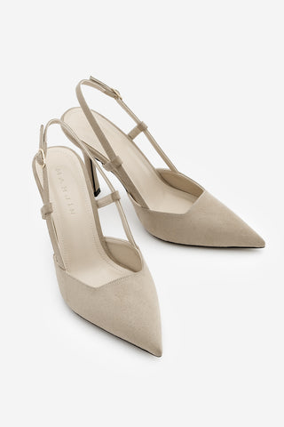 Kadın Klasik Topuklu Ayakkabı Reney - Bej Süet
