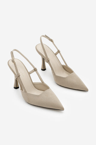 Kadın Klasik Topuklu Ayakkabı Reney - Bej Süet