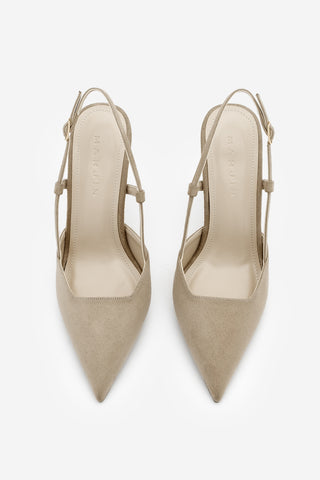 Kadın Klasik Topuklu Ayakkabı Reney - Bej Süet