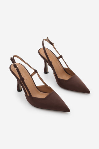 Kadın Klasik Topuklu Ayakkabı Reney - Kahve Süet