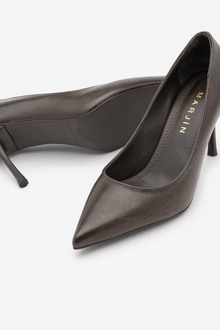 Kadın Stiletto Sivri Burun İnce Topuklu Ayakkabı Elvor - Kahve