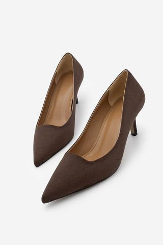 Kadın Stiletto Topuklu Ayakkabı Loresta - Kahve Süet