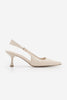 Kadın Stiletto Sivri Burun Klasik Topuklu Ayakkabı Riyona - Ekru