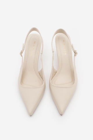 Kadın Stiletto Sivri Burun Klasik Topuklu Ayakkabı Riyona - Ekru