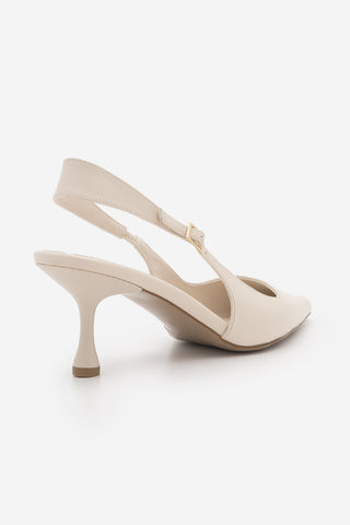 Kadın Stiletto Sivri Burun Klasik Topuklu Ayakkabı Riyona - Ekru