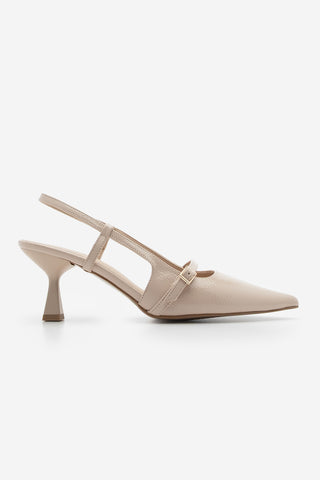 Kadın Stiletto Bantlı Topuklu Ayakkabı Fenka - Bej Rugan