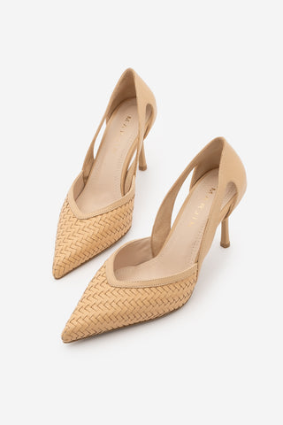 Kadın Stiletto Örgü Desen Topuklu Ayakkabı Tagilo - Camel