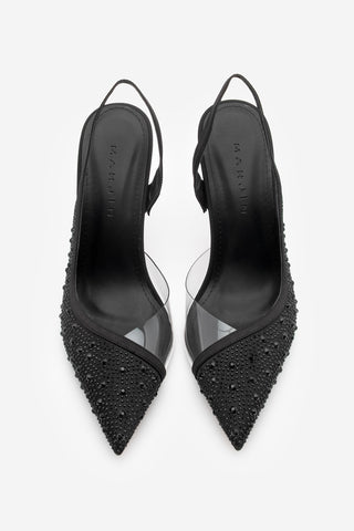 Kadın Stiletto Taşlı Topuklu Ayakkabı Esolo - Siyah