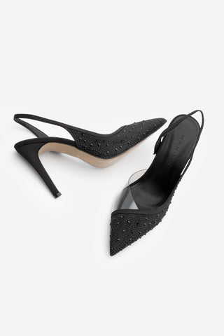 Kadın Stiletto Taşlı Topuklu Ayakkabı Esolo - Siyah