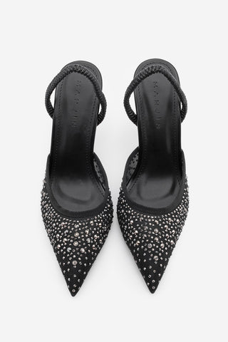 Kadın Stiletto Taşlı Topuklu Ayakkabı Margi - Siyah