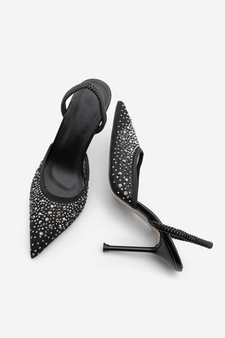 Kadın Stiletto Taşlı Topuklu Ayakkabı Margi - Siyah