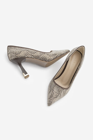 Kadın Stiletto Taşlı Topuklu Ayakkabı Arleta - Kahve
