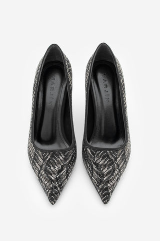Kadın Stiletto Taşlı Topuklu Ayakkabı Arleta - Siyah