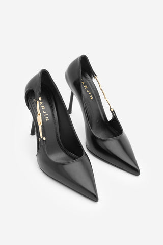 Kadın Stiletto Tokalı İnce Klasik Topuklu Ayakkabı Likose - Siyah