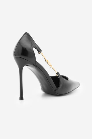 Kadın Stiletto Tokalı İnce Klasik Topuklu Ayakkabı Likose - Siyah