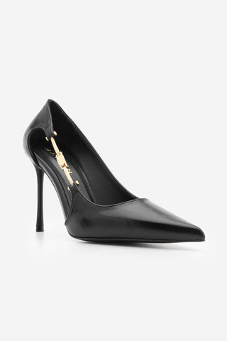 Kadın Stiletto Tokalı İnce Klasik Topuklu Ayakkabı Likose - Siyah