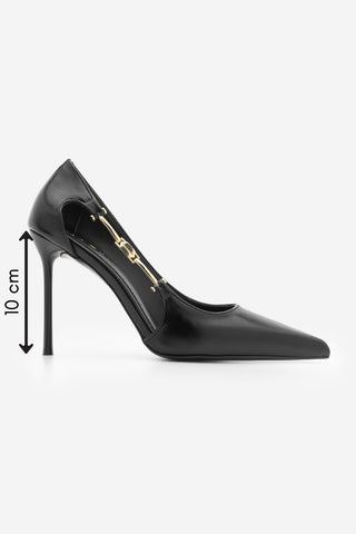 Kadın Stiletto Tokalı İnce Klasik Topuklu Ayakkabı Likose - Siyah