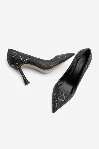 Kadın Stiletto Topuklu Ayakkabı Filoz - Siyah Yılan