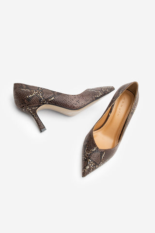 Kadın Stiletto Topuklu Ayakkabı Tosey - Kahve Yılan