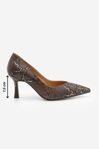 Kadın Stiletto Topuklu Ayakkabı Tosey - Kahve Yılan