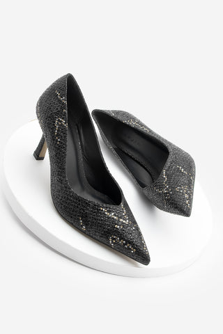 Kadın Stiletto Topuklu Ayakkabı Tosey - Siyah Yılan
