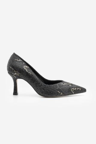 Kadın Stiletto Topuklu Ayakkabı Tosey - Siyah Yılan