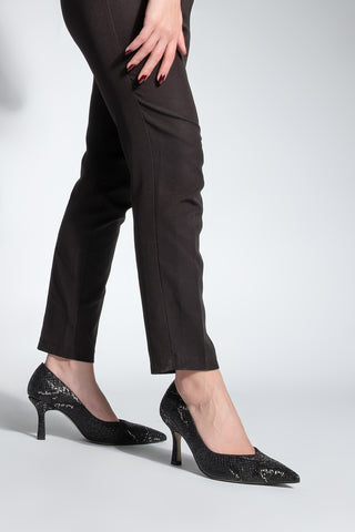 Kadın Stiletto Topuklu Ayakkabı Tosey - Siyah Yılan