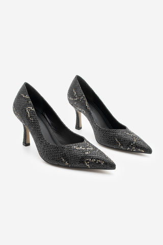Kadın Stiletto Topuklu Ayakkabı Tosey - Siyah Yılan