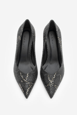 Kadın Stiletto Topuklu Ayakkabı Tosey - Siyah Yılan