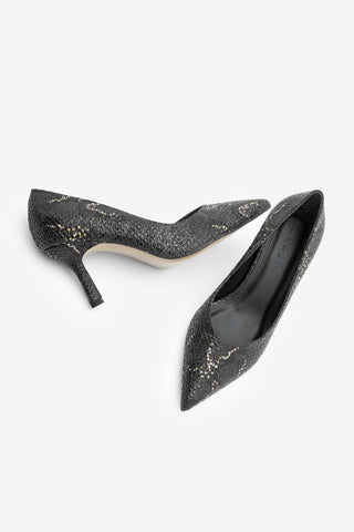Kadın Stiletto Topuklu Ayakkabı Tosey - Siyah Yılan