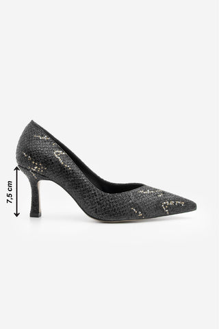 Kadın Stiletto Topuklu Ayakkabı Tosey - Siyah Yılan